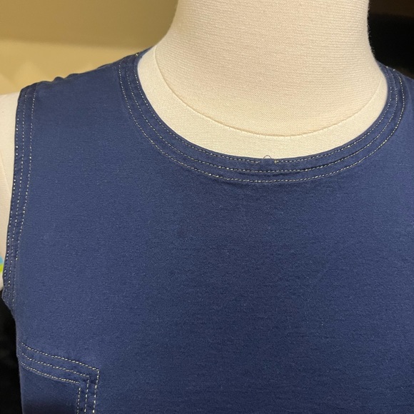 Vintage Versace muscle tank, navy with gold trim, size small - Picture 2 of 10